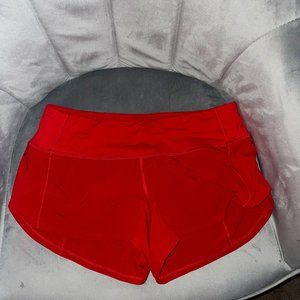 lulu lemon speed 2.5in red shorts